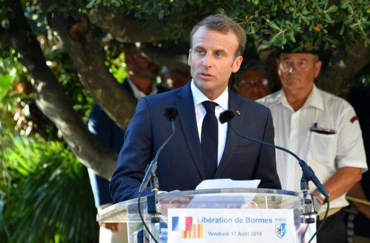 Emmanuel Macron à Bormes-les-Mimosas (Var) le 17 août 2018