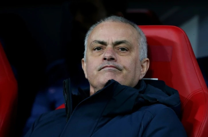 Jose Mourinho, l'entraîneur portugais des Spurs de Tottenham, le 10 mars à Leipzig en Allemagne.