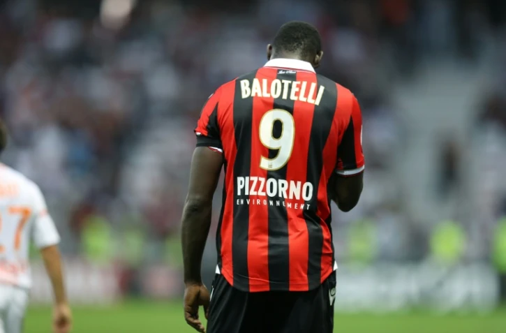 La star Mario Balotelli, auteur d'un but décisif pour Nice, exclu contre Lorient à l'Allianz Riviera, le 2 octobre 2016