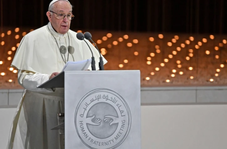 Le pape François lors d'un discours au Mémorial du Fondateur à Abou Dhabi, le 4 février 2019