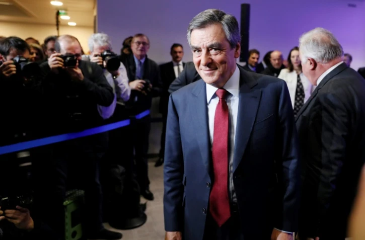 François Fillon à son arrivée aux vaeux à la presse le 10 janvier 2017 à Paris