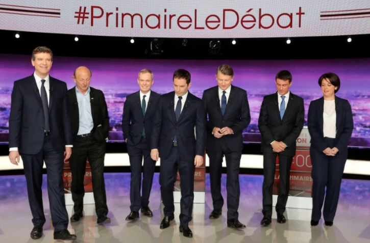 Les 7 candidats à la primaire organisée par le PS, le 15 janvier 2017 à Paris