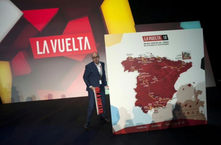 Le parcours du Tour d'Espagne, "La Vuelta", dévoilé lors d'une présentation officielle à Estepona, le 13 janvier 2018