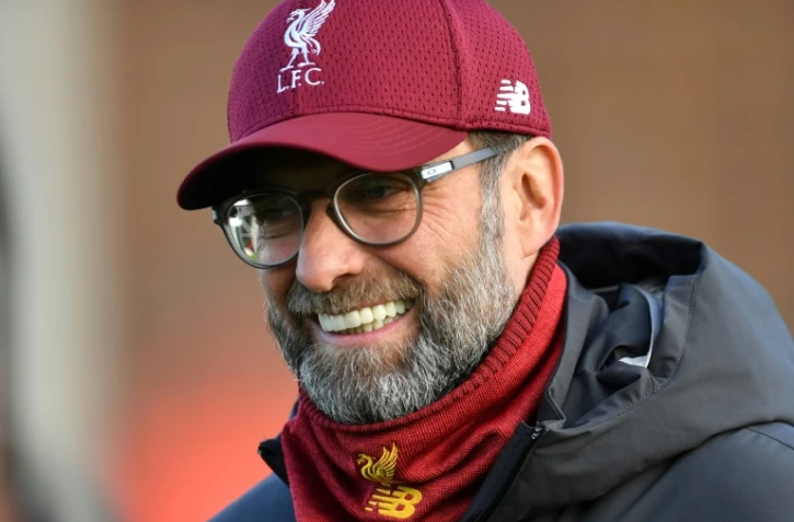 Le technicien allemand de Liverpool, Jürgen Klopp, lors d'une séance d'entraînement, le 9 décembre 2019  à Liverpool  