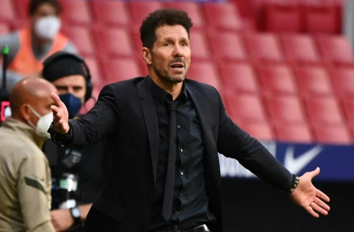L'entraîneur de l'Atlético Madrid Diego Simeone lors du match contre Osasuna Pampelune au Wanda Metropolitano, le 16 mai 2021