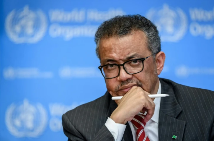 phote prise le 11 mars 2020 du directeur-général de l'OMS Tedros Adhanom Ghebreyesus lors d'un point de presse au siège de l'organisation à Genève.
