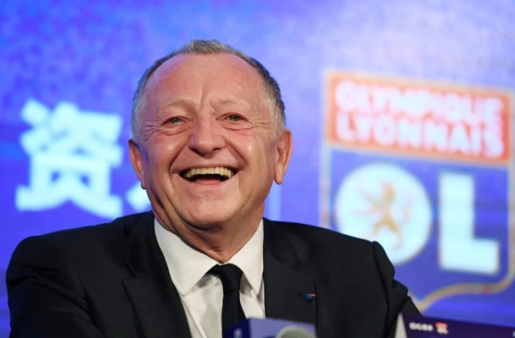 Le président de l'OL Jean-Michel Aulas en conférence de presse après la signature du partenariat avec les Chinois de IDG Capital, le 13 décembre 2016 à Pékin