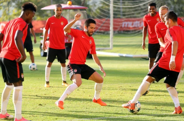 Les joueurs de l'AS Monaco participent à une séance d'entraînement à Louis-II, le 16 octobre 2017, en vue du match contre Besiktas
