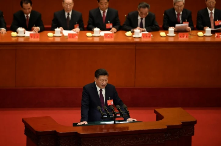 Le président chinois Xi Jinping lors de son discours pour l'ouverture du XIXe congrès du Parti communiste chinois, le 18 octobre 2017 à Pekin