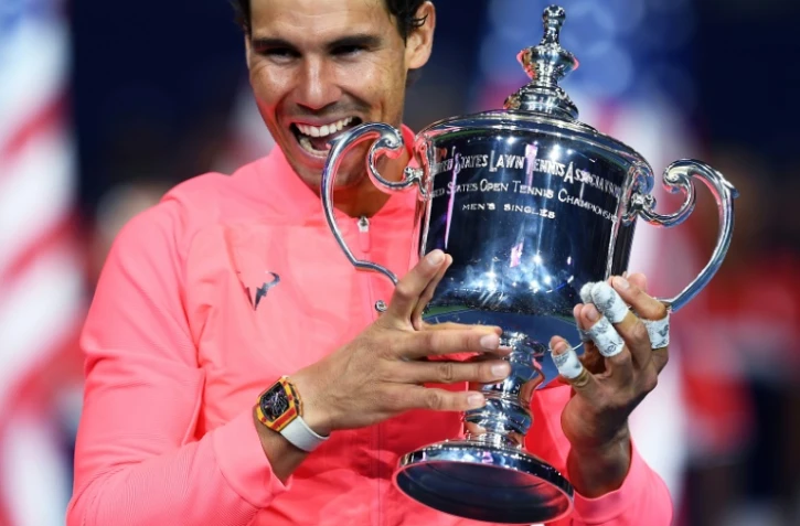L'Espagnol Rafael Nadal célèbre sa victoire à l'US Open, le 10 septembre 2017 à New York