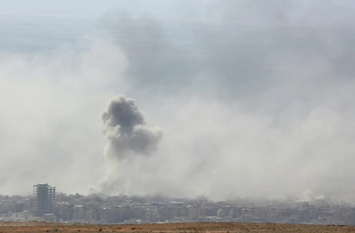 La ville de Douma (Syrie), le 7 avril 2018, lors d'une attaque menée par les troupes du régime de Bachar al-Assad