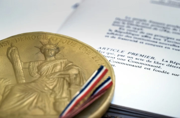 Photo de la Constitution de 1958, le 21 juin 2018 au Conseil constitutionnel, à Paris