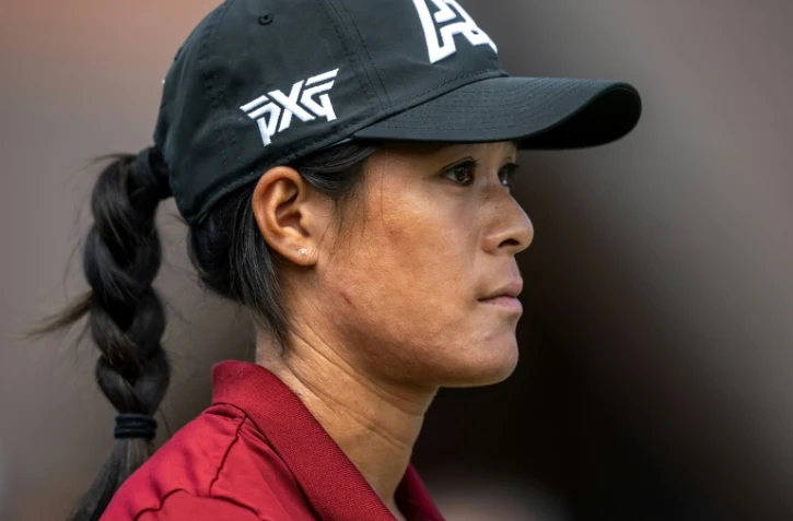 La Française Céline Boutier lors du dernier tour du tounoi d'Evian, comptant pour le Grand Chelem de golf, le 30 juillet 2023   