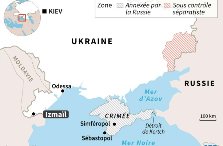 Localisation d'Izmaïl en Ukraine, où un tanker russe a été arraisonné par l'Ukraine