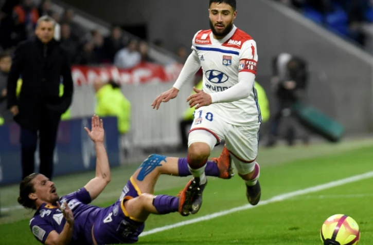 Le milieu de terrain de Lyon Nabil Fekir buteur lors de la victoire à domicile 5-1 sur Toulouse en 27e journée de L1 le 3 mars 2019