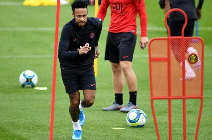 Le meneur brésilien Neymar lors d'une séance d'entraînement du PSG au Camp des Loges, le 17 août 2019