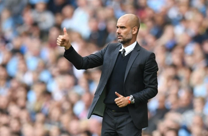 Pep Guardiola, le 17 septembre 2016 Ă Manchester lors du match City - Bournemouth