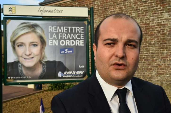 Le sénateur FN, maire de Fréjus et directeur de campagne de Marine Le Pen, David Rachline, le 3 avril 2017 à La Bazoche-Gouet