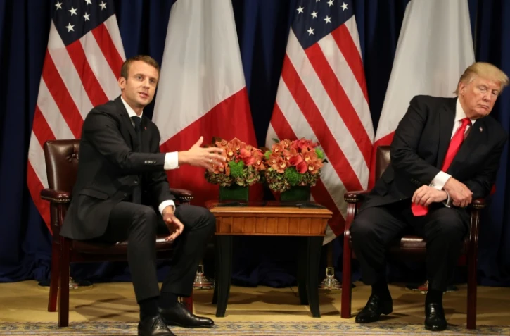 Les présidents français Emmanuel Macron (g) et américain Donald Trump, le 18 septembre 2017 à New York