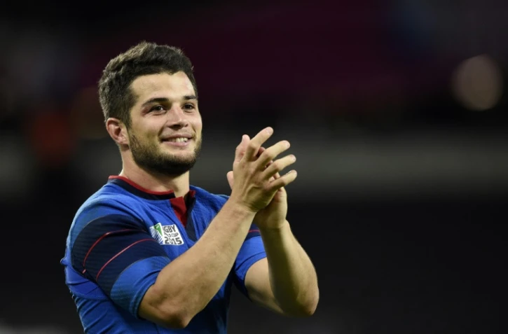 Le Français Brice Dulin après le succès contre la Roumanie au Mondial, le 23 septembre 2015 au Stade Olympique de Rome