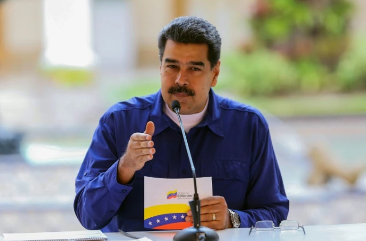 Le président vénézuélien Nicolas Maduro au palais présidentiel de Miraflores, à Caracas le 10 avril 2019
