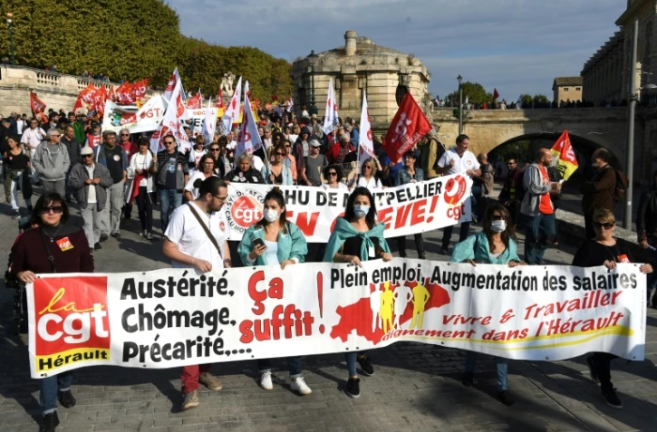 Manifestation contre la politique sociale du président Macron, le 9 octobre 2018 à Montpellier
