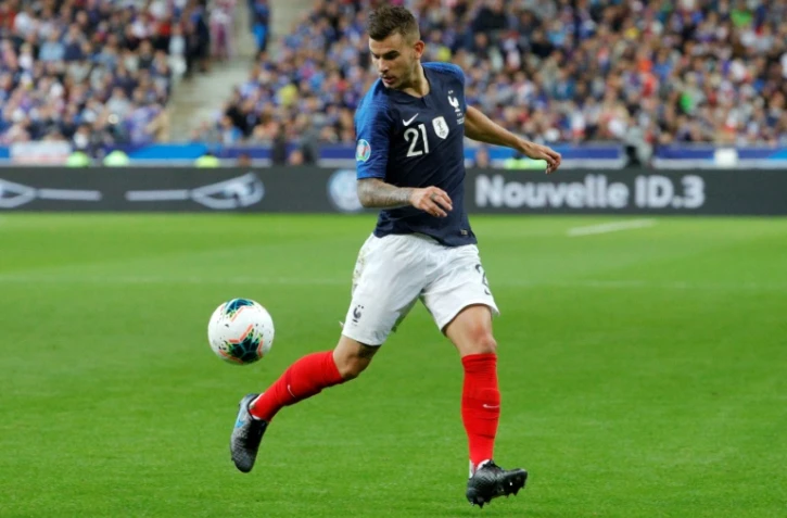 Le Français Lucas Hernandez lors de la réception de l'Albanie au Stade de France le 7 septembre 2019