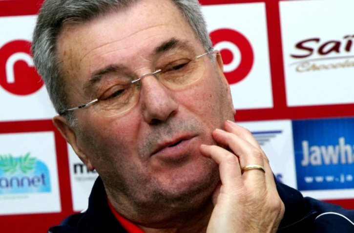 Roger Lemerre, alors entraîneur de l'Etoile du Sahel, en conférence de presse, le 18 décembre 2013 à Sousse (Tunisie)