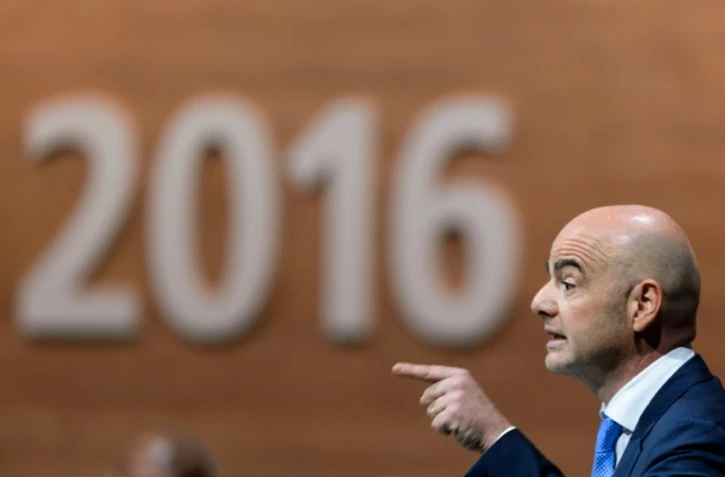 Gianni Infantino, en tête du 1er tour de l'élection présidentielle Fifa, lors du congrès extraordinaire de la Fifa, le 26 février 2016 à Zurich   