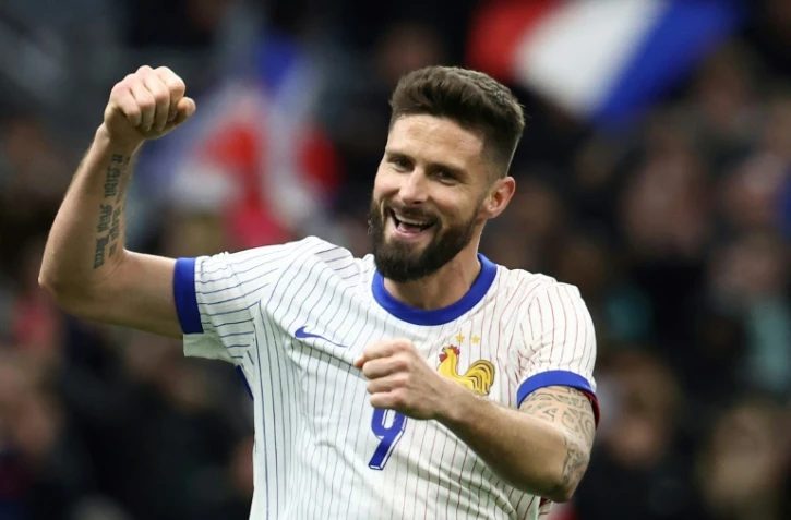 Olivier Giroud, le meilleur buteur de l'histoire des Bleus, lors du match amical France-Chili, le 26 mars 2024 à Marseille