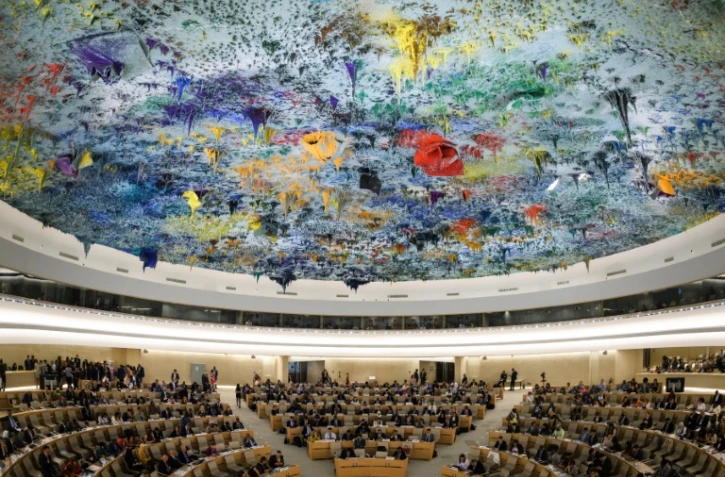 Photo d'archives montrant une salle de réunion au siège de l'ONU à Genève, Suisse, le 10 septembre 2018
