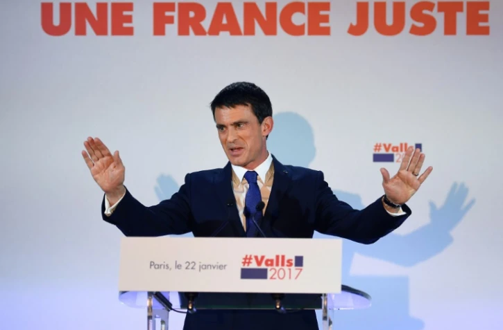 Manuel Valls au soir du premier tour de la primaire du PS, le 22 janvier 2017 à Paris 