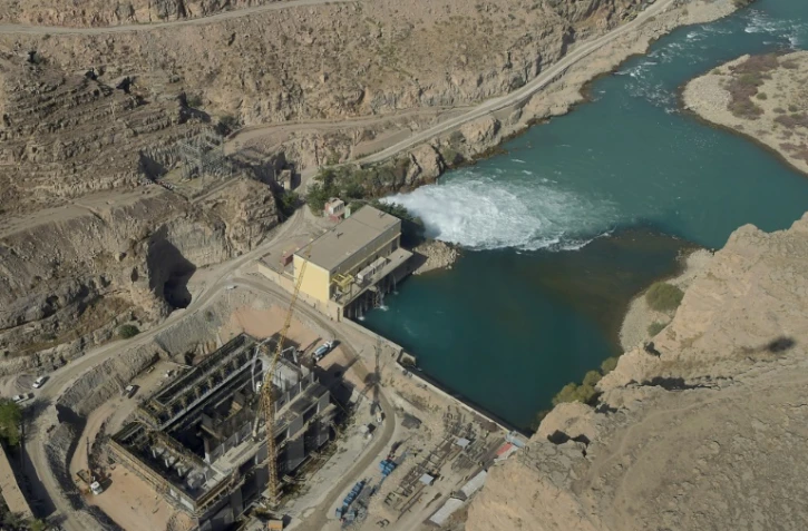 Vue aérienne du barrage hydroélectrique de Kajaki, le 21 mars 2021 dans la province du Helmand, en Afghanistan