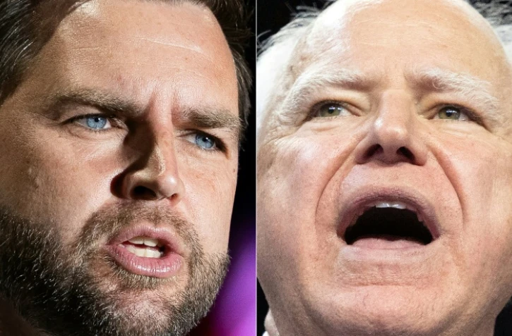 Les candidats à la vice-présidence des Etats-Unis J.D. Vance (gauche) et Tim Walz