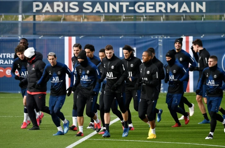 Les joueurs du Paris-SG Ă l'entraĂźnement Ă Saint-Germain-en-Laye, le 3 mars 2020