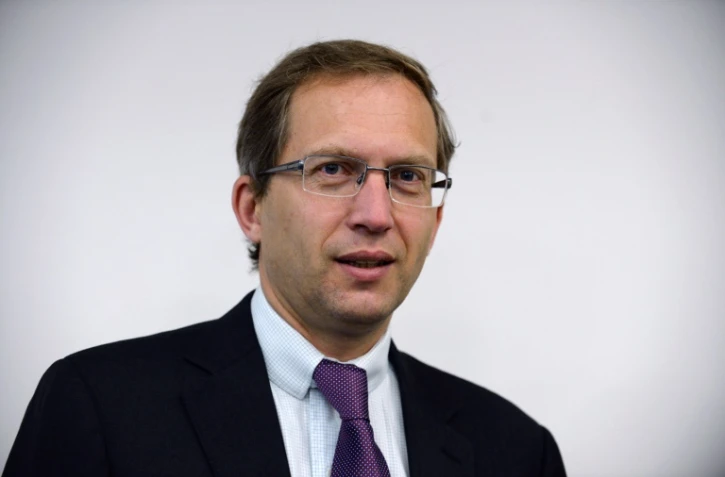 Le PDG d'Alstom, Henri Poupart-Lafarge, le 30 mai 2016 au siège du groupe à Saint-Ouen, au nord de Paris