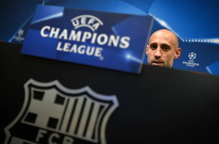 Pep Guardiola à une conférence de presse au Camp Nou à Barcelone, le 18 octobre 2016 avant la rencontre de Manchester City et de son ancien club le Barça