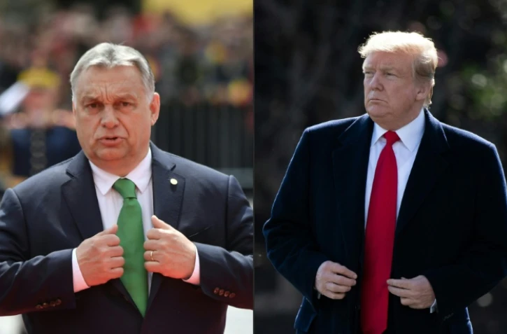 Photomontage du Premier ministre hongrois Viktor Orban et du président américain Donald Trump