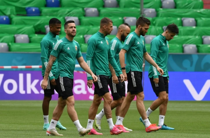 Des joueurs hongrois participent à un entraînement à l'Allianz Arena à Munich le 22 juin 2021