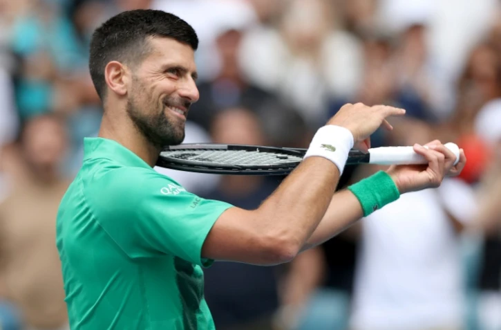 Le Serbe Novak Djokovic après sa qualification en finale du Masters 1000 de Miami aux dépens du Bulgare Grigor Dimitrov, le 28 mars 2025