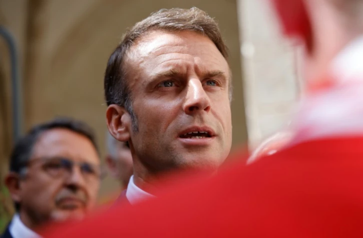Le président français Emmanuel Macron à Semur-en-Auxois, en Côte-d'Or, le 15 septembre 2023