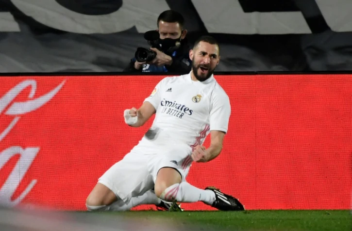 Karim Benzema auteur d'un doubké pour le Real Madrid contre l'Athletic Bilbao au stade Alfredo di Stefano, le 15 décembre 2020