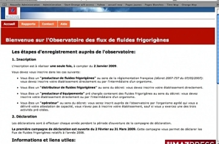 Page d'accueil du site https://observatoire.fluides-frigorigenes.ademe.fr
