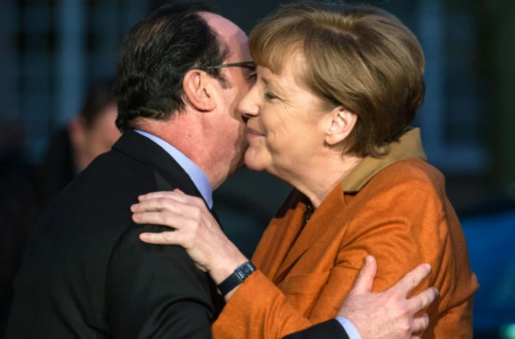 Le président français, François Hollande, et la chancelière allemande Angela Merkel, à Strasbourg le 7 février 2016