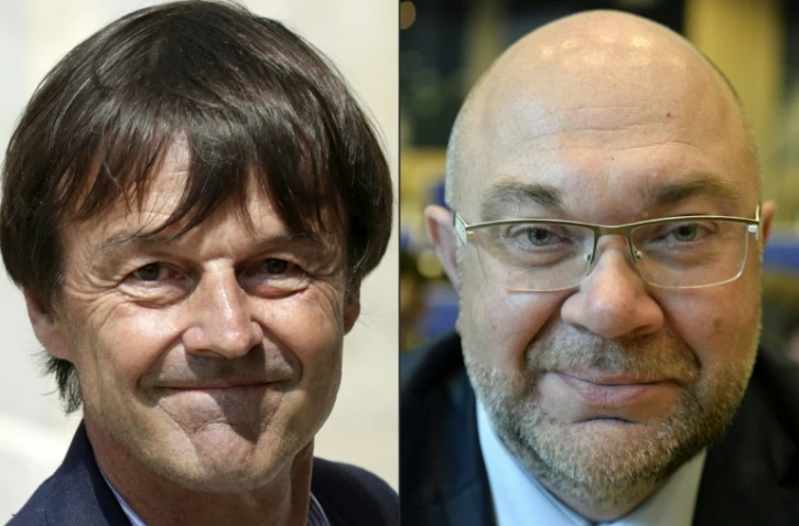 COMBO de photos avec le ministre de l'Agriculture, Stéphane Travert le 4 janvier 2017, et celui de la Transition écologique, Nicolas Hulot, le 22 juin 2017