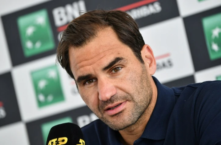 Roger Federer en conférence de presse, le 14 mai 2019 à Rome