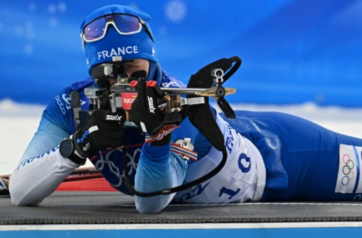 La Française Anaïs Bescond pendant l'individuel de biathlon, le 7 février 2022 aux Jeux olympiques de Pékin