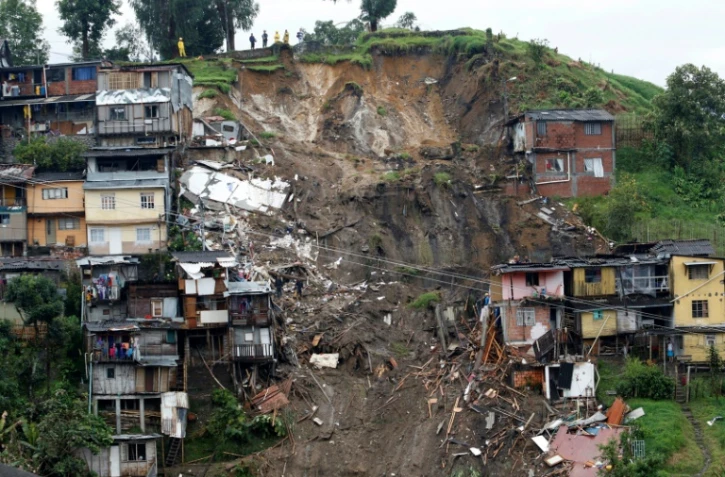 Dégâts après de fortes pluies à Manizales, au centre de la Colombie, le 19 avril 2017