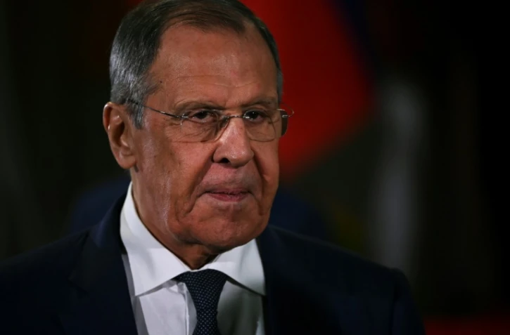 Le chef de la diplomatie russe, SergueĂŻ Lavrov, le 18 avril 2023 Ă Caracas