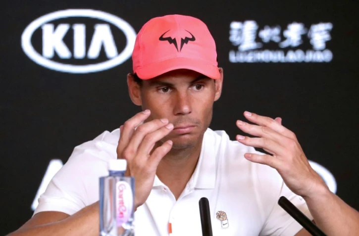 Rafael Nadal en conférence de presse après sa défaite en quart de finale de l'Open d'Australie à Melbourne le 29 janvier 2020
